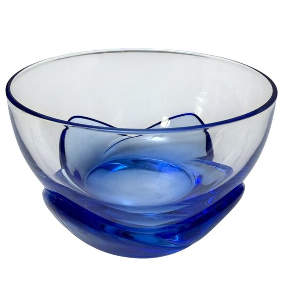 Vintage Bormioli Dessert Bowls Set of 4 Rocco Italy Bouquet Blue Clear Glass - Picture 2 of 6